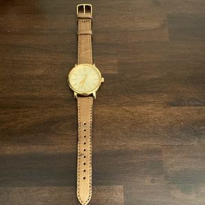 Timex gold leather strap watch